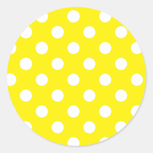 Sticker Rond Jaune avec Pois blancs (Devant)