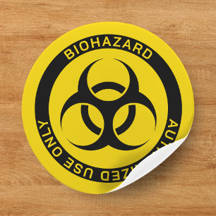 Sticker Rond Jaune Biodanger Autorisé Utilisation Seule Attenti