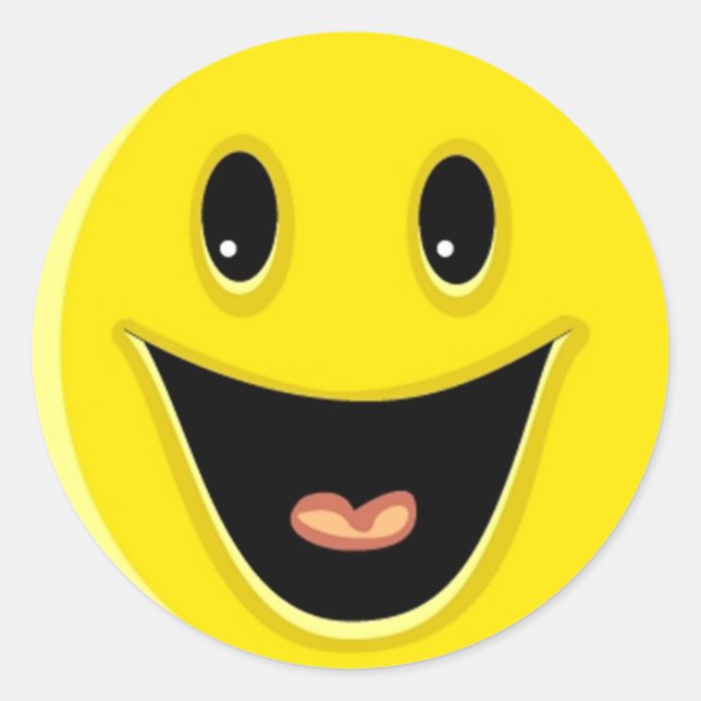 Sticker Rond Jaune brillant et joyeux visage souriant (Devant)