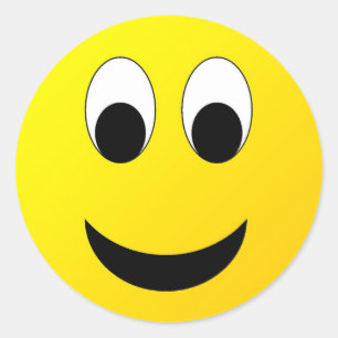 Sticker Rond Jaune brillant et joyeux visage souriant