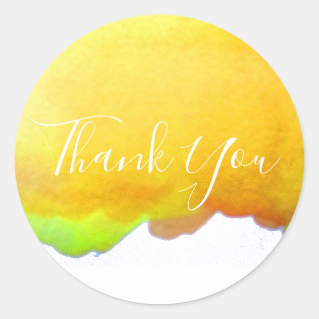 Sticker Rond Jaune canari aquarelle art Merci (Devant)