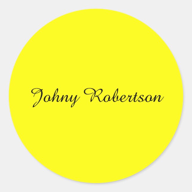 Sticker Rond Jaune Clair Élégant Professionnel Moderne (Devant)