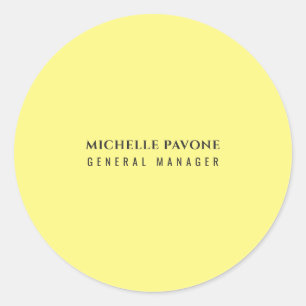 Sticker Rond Jaune clair élégant simple uni professionnel