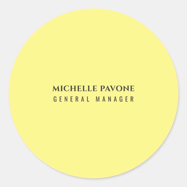 Sticker Rond Jaune clair élégant simple uni professionnel (Devant)