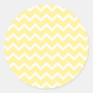 Sticker Rond Jaune clair et Zigzags blanc.