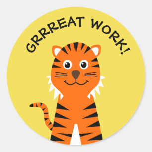 Sticker Rond Jaune de professeurs de tigre fait par bien