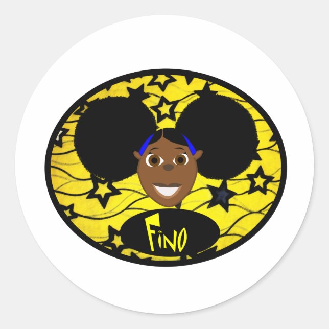 Sticker Rond Jaune de sourire de Fino ouvrier ! (Devant)