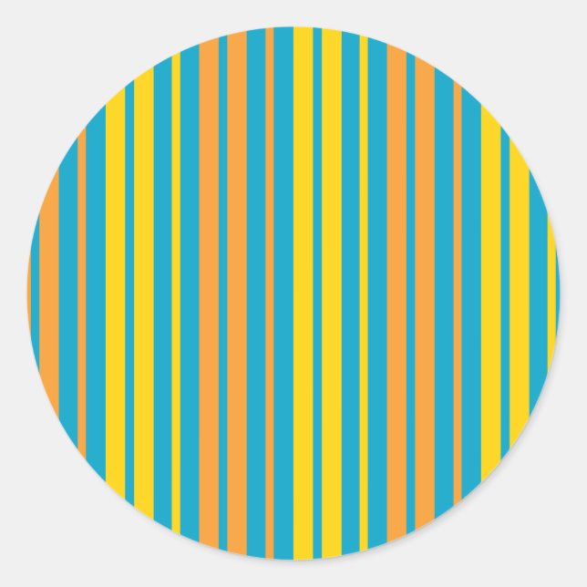 Sticker Rond Jaune et bandes verticales orange bleu   (Devant)