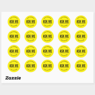Sticker Rond Jaune et noir me demander collant volontaire