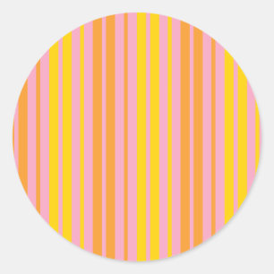 Sticker Rond Jaune et orange bandes verticales rose