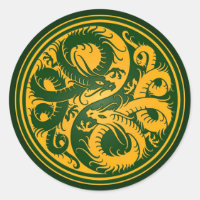 Jaune et vert Yin Yang Dragons chinois
