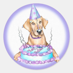 Sticker Rond Jaune Lab Cake Face Anniversaire
