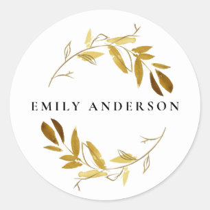 STICKER ROND JAUNE OCRE GOLD FOLIAGE WREATT PROFESSIONAL