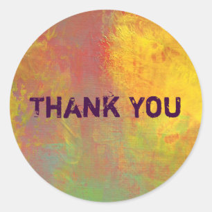 Sticker Rond Jaune Orange Vert Merci Russe Grunge