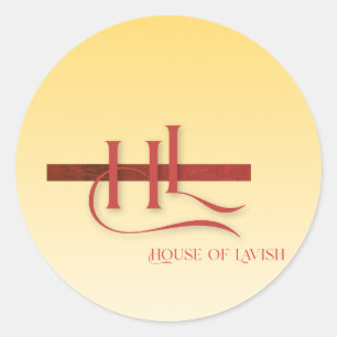 Sticker Rond Jaune pastel rouge or Maison De Luxe Classique