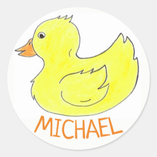 Sticker Rond Jaune Personnalisé Jaune en caoutchouc Canard Duck