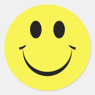 Sticker Rond Jaune Personnalisé Joyeux Visage mignon