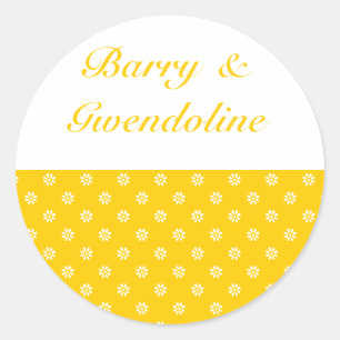Sticker Rond Jaune + point de fleur couleur personnalisé