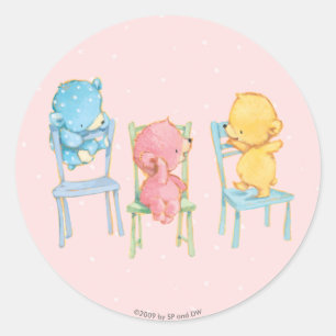 Sticker Rond Jaune, rose, et bleu concerne des chaises