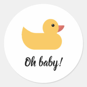 Sticker Rond Jaune Rubber Duck Bain Ducky Oh Baby shower