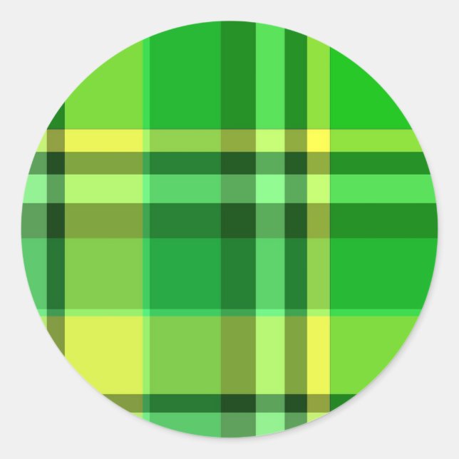 Sticker Rond Jaune vert plaid (Devant)