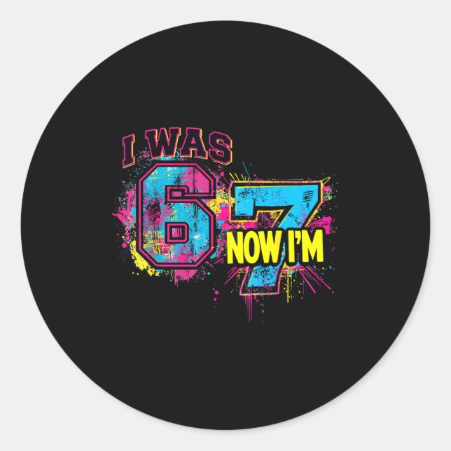 Sticker Rond J'avais 6 ans maintenant j'ai 7 ans anniversaire,  (Devant)