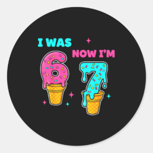 Sticker Rond J'avais 6 ans maintenant j'ai 7 ans Anniversaire 6