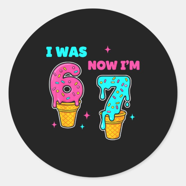 Sticker Rond J'avais 6 ans maintenant j'ai 7 ans Anniversaire 6 (Devant)