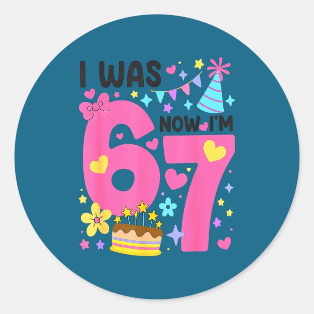 Sticker Rond J'avais 6 ans maintenant j'ai 7 ans Anniversaire 7 (Devant)