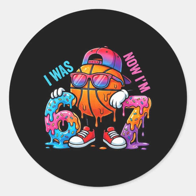 Sticker Rond J'avais 6 ans maintenant j'ai 7 ans Anniversaire B (Devant)