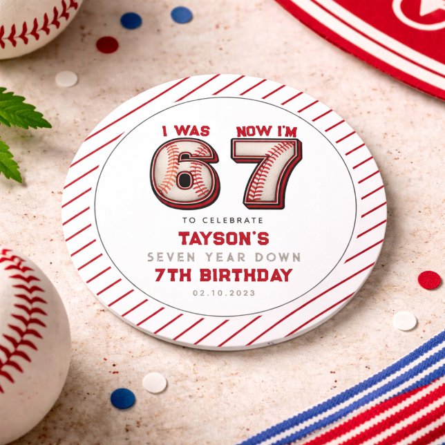 Sticker Rond J'avais 6 ans, maintenant j'ai 7 ans – Baseball 7e (I Was 6, Now I’m 7 – Baseball 7th Birthday Classic Round Sticker
)
