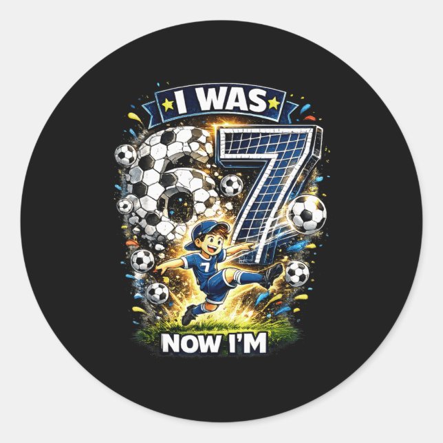 Sticker Rond J'avais 6 ans maintenant j'ai 7 ans Six Sept Footb (Devant)