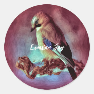 Sticker Rond Jay eurasien (Garrulus glandarius)