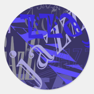 Sticker Rond Jazz Blue sur Blue