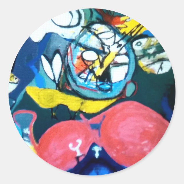 Sticker Rond Jazz de printemps Abstrait Jeff Hankamer Artjunkha (Devant)