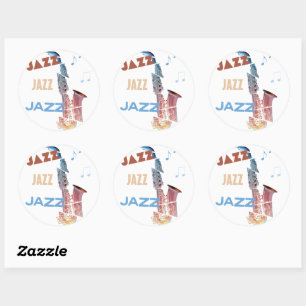 Sticker Rond Jazz Saxophone Art moderne