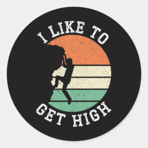 Sticker Rond Je aime grimper haut grimpeur de rochers alpiniste