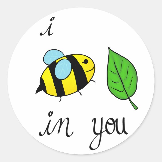 Sticker Rond Je Bee-Leaf en toi (Devant)