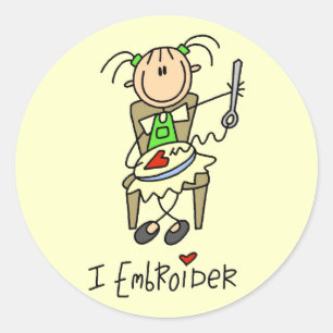 Sticker Rond Je brode des t-shirts et des cadeaux