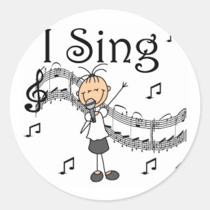 Sticker Rond Je chante des T-shirts et des cadeaux de figures b
