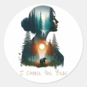 Sticker Rond Je choisis l'ours