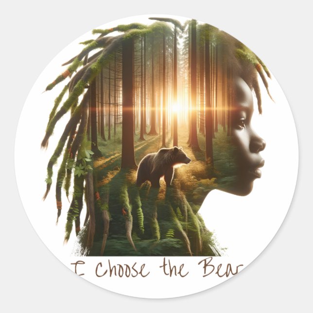 Sticker Rond Je choisis l'ours (Devant)