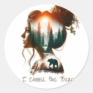 Sticker Rond Je choisis l'ours