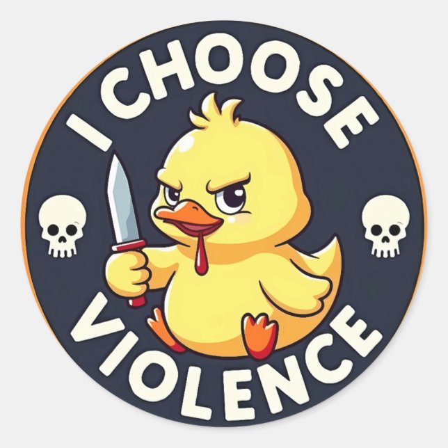 Sticker Rond Je choisis Violence Angry Duck (Devant)