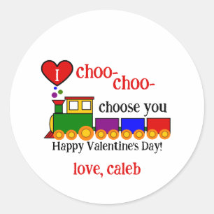 Sticker Rond Je choo-choo Saint-Valentin Nom de l'enfant