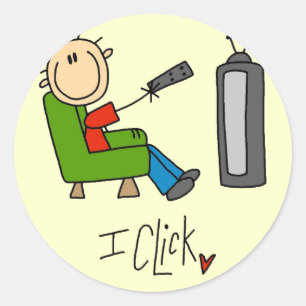 Sticker Rond Je clique sur les T-shirts et les cadeaux de TV Ad
