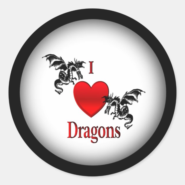 Sticker Rond Je Coeur Dragons (Devant)