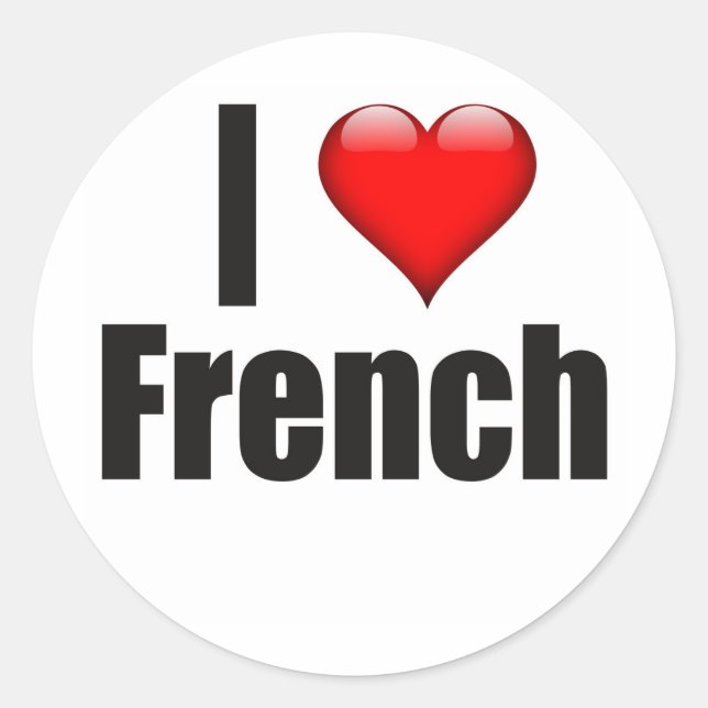Sticker Rond Je coeur le français (Devant)