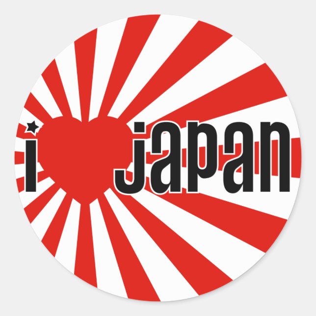 Sticker Rond Je Coeur le Japon ! (Devant)