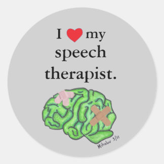 Sticker Rond Je [coeur] mon orthophoniste